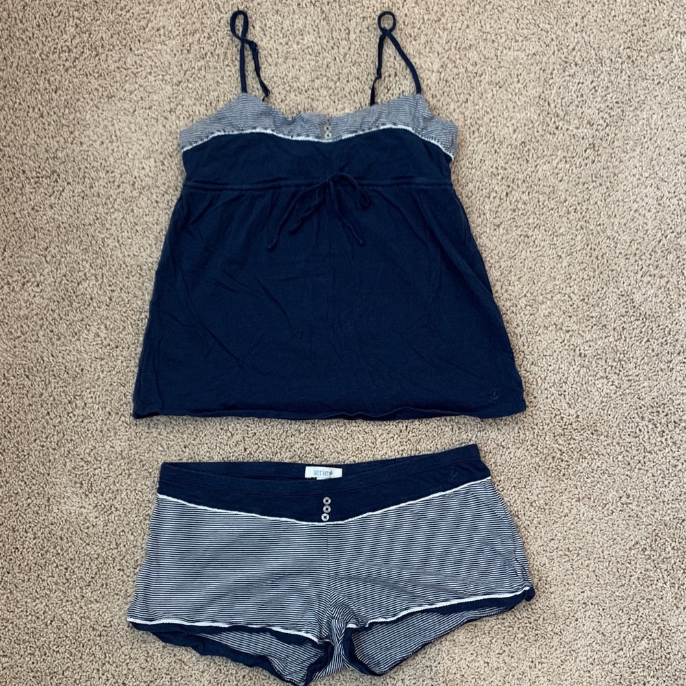 Navy and White Women's Sleepwear Set